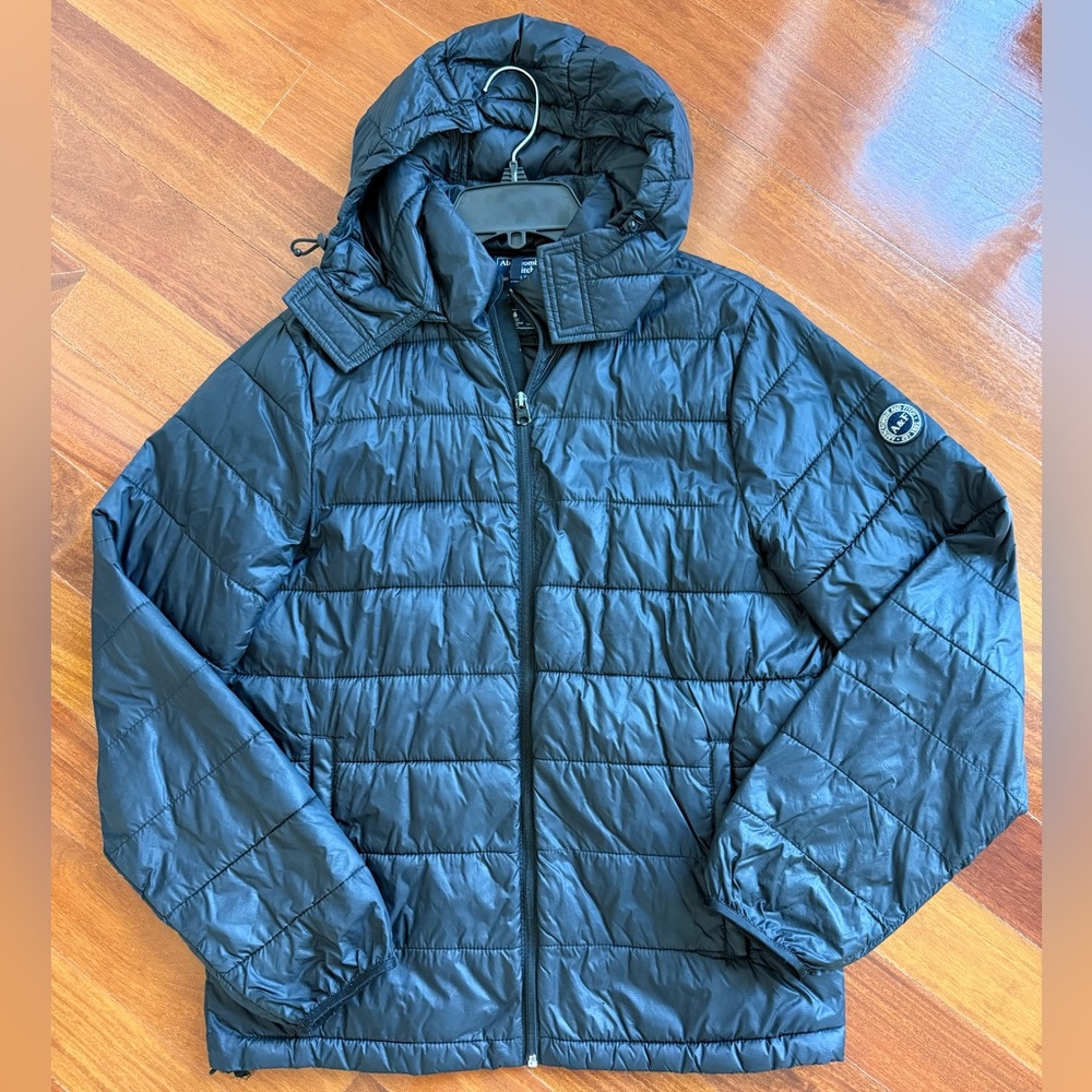 A&F Men’s Lightweight Hooded Puffer Jacket Abercrombie & Fitch Black Size S